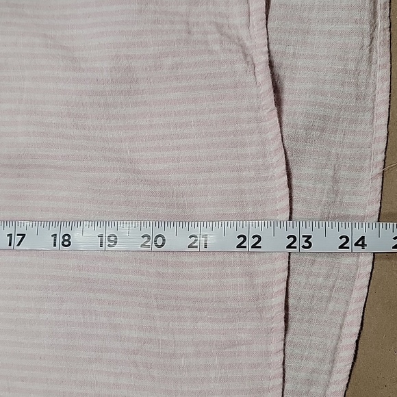Old Navy Size XS Light Pink and White Stripe Linen Blend Long Sleeve Blouse - Picture 10 of 12
